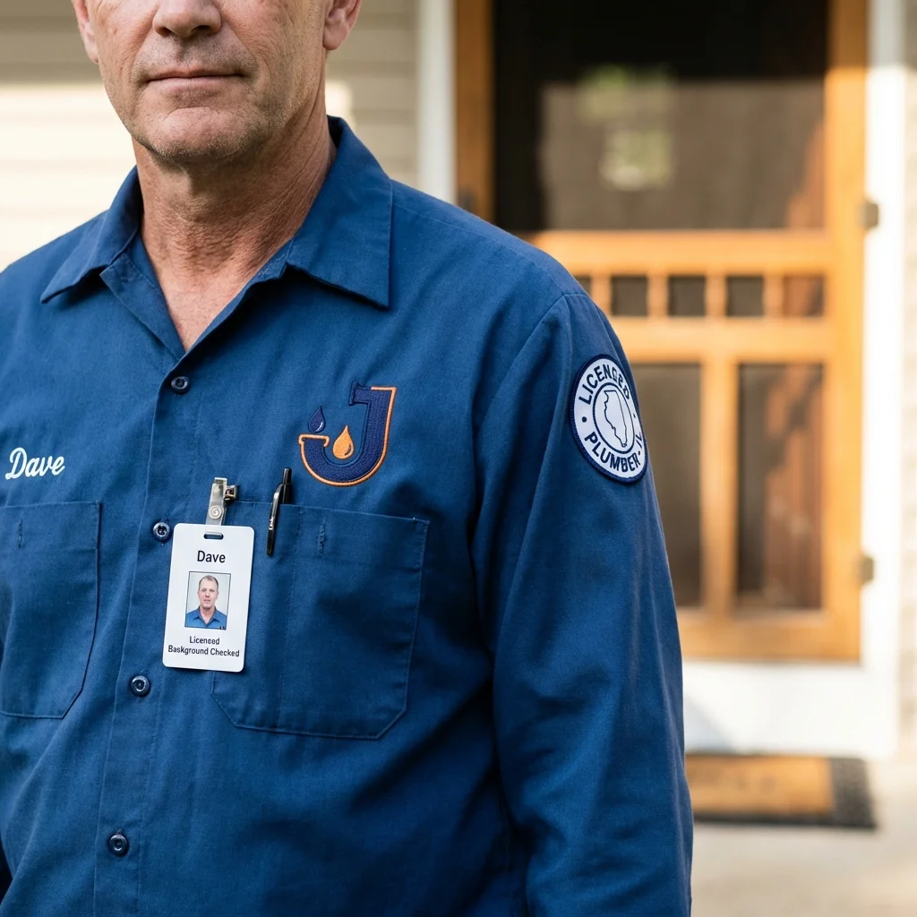 Licensed plumber showing ID badge in Lamar, CO