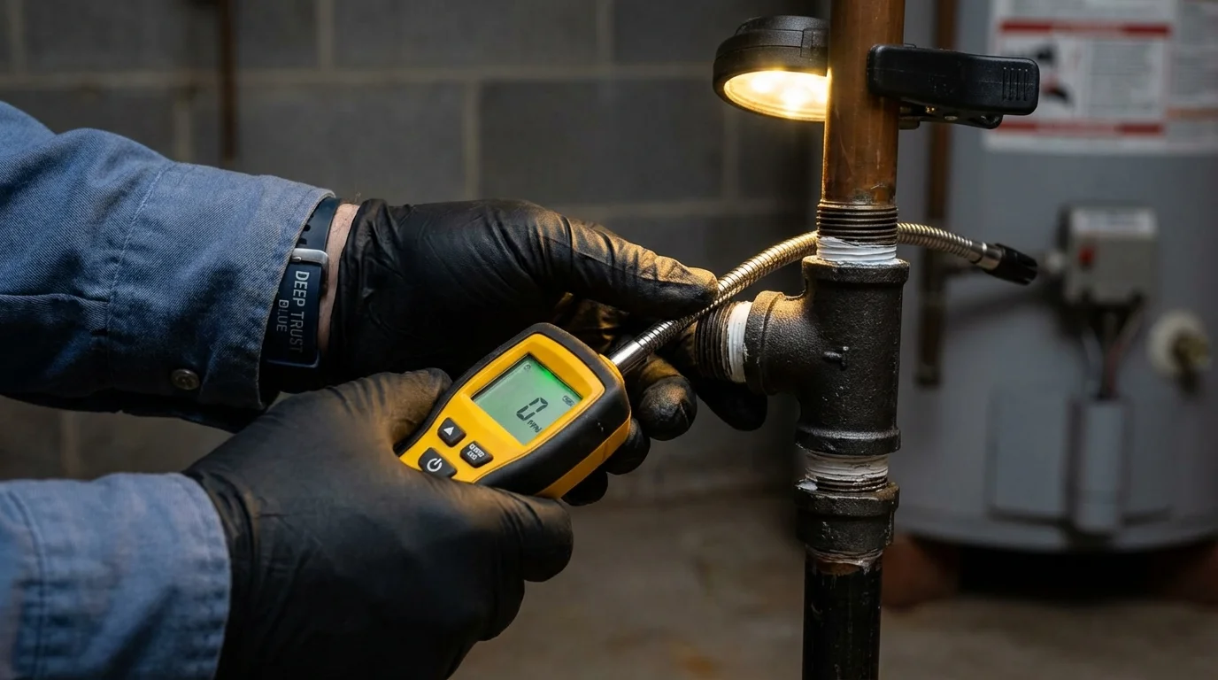 Gas leak detection with electronic sniffer by Johns Plumbing LLC in Lamar
